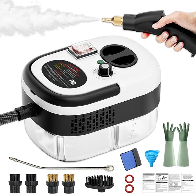 2500W Handheld Steam Cleaner,Portable Car Steamer For Auto Detailing,High-Temperature and Pressure Steam Cleaner For Home, Steam Cleaning Machine for Furniture,Kitchen,Grout,Floor,Tile (03-White)-BubblyBeeBaby