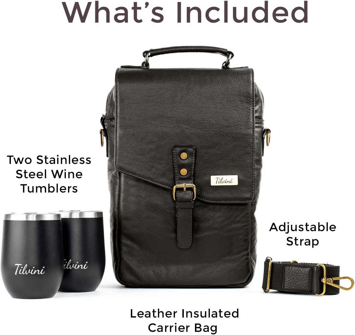 Leather Wine Bag & Wine Tumblers Set. Wine Gifts For Men Birthday. Leather Wine Carrier. Unique Insulated Cooler Bag Bottle Carrier. Wine Tote Bags For Travel Beach. Wine Lovers Picnic Idea