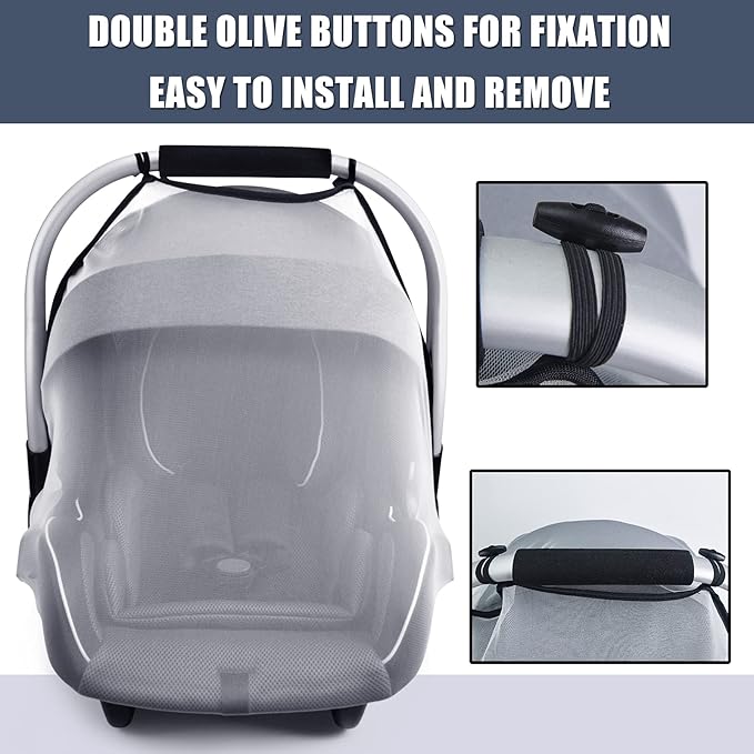 Baby Mosquito Net for Infant Car Seats,Infant Stroller and Bassinets, Carrier,Breathable with Elastic Netting for Easy Fitting, Portable Durable & Long Lasting Infant Insect Shield Netting (White)-BubblyBeeBaby