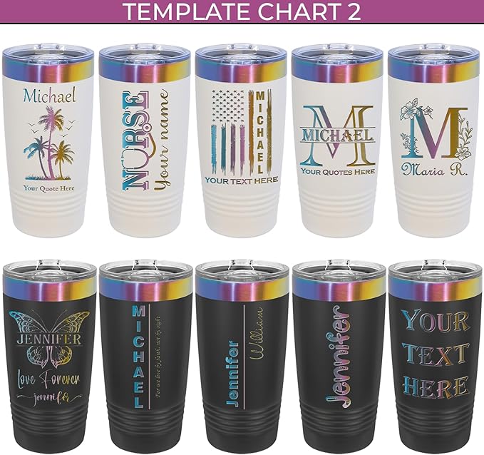 iProductsUS Personalized Tumblers with Lid and Straw, 20oz ION-Plated Stainless Steel Engraved Custom Cup with Name Text, Customized Mothers Day Gifts for Mom, Her, Christmas Birthday (Prism Colors)-BubblyBeeBaby