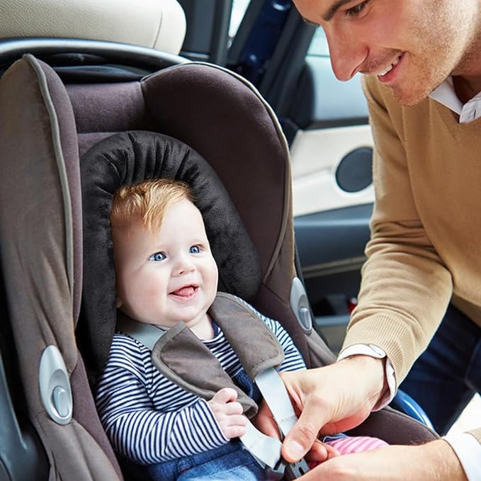 COOLBEBE New 2-in-1 Babybody Supports for Baby Newborn Infants - Extra Soft Stroller Cushion Pads Car Seat Insert, Seasons, Black-BubblyBeeBaby