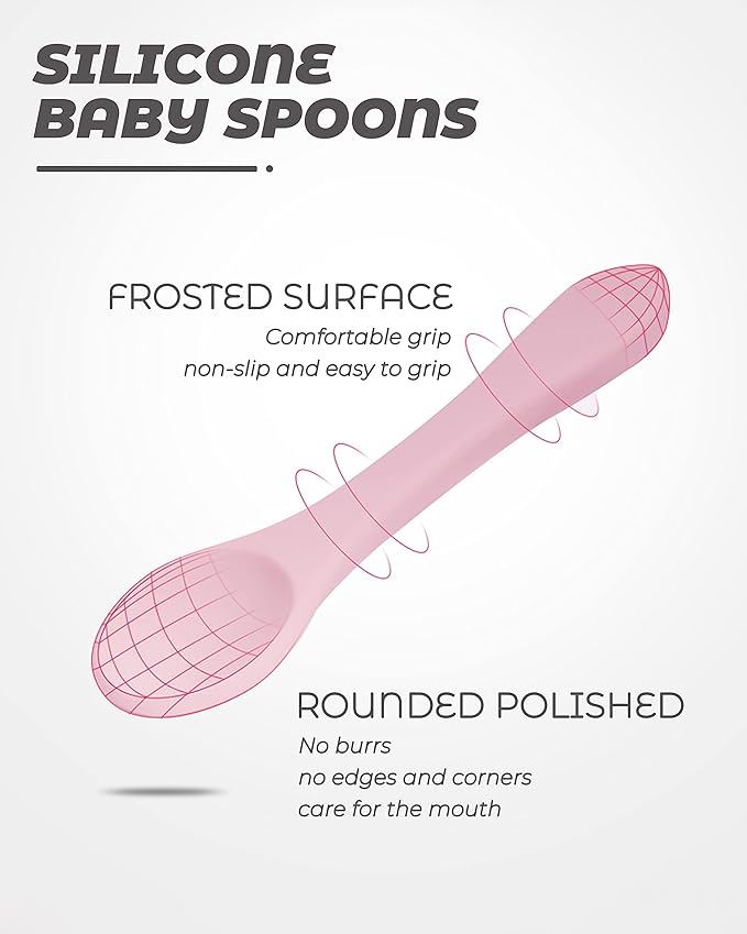 10 Pcs Silicone Baby Spoons and Forks, Chewable Utensils for Self-Feeding, Kids Utensils for Over 6 Months Babies-BubblyBeeBaby