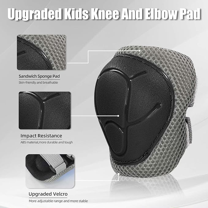 Kids Bike Helmet and Pads Set for Ages 2–14, CPSC Certified Adjustable Helmet with Knee Elbow Wrist Guards, for Skateboard, Scooter, Skating, Rollerblading, Multi-Sport Protective Gear-BubblyBeeBaby