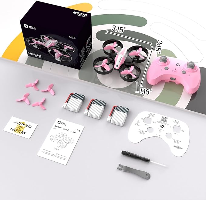 Holy Stone HS210 Mini Drone for Kids 8-12 and Beginners, RC Nano Quadcopter Indoor Drone with Circle Fly, Auto Hovering, 3D Flip, and Headless Mode, Great Gift Toy for Boys and Girls, Pink-BubblyBeeBaby
