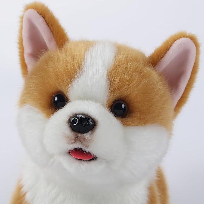 Interactive Plush Corgi Dog, Companion Robot Dog Pets,Handmade Weighted Stuffed Animals,Electronic Walking Toy with Barking,Tail Wagging,Talking,-BubblyBeeBaby