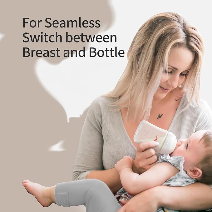 Pigeon Baby Bottle Newborn Feeding Gift Set, Anti-Colic, Wide Neck Bottle with Latch-On Line Nipple (4 PP Feeding Bottles with Nipples+ 4 Nipples + 1 Baby Bottle Brush)-BubblyBeeBaby