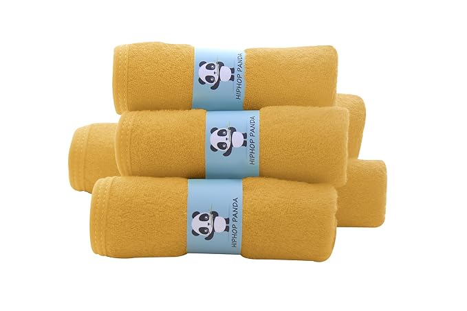 HIPHOP PANDA Baby Washcloths, Rayon Made from Bamboo - 2 Layer Ultra Soft Absorbent Newborn Bath Face Towel - Reusable Baby Wipes for Delicate Skin - Honey, 30 Pack-BubblyBeeBaby