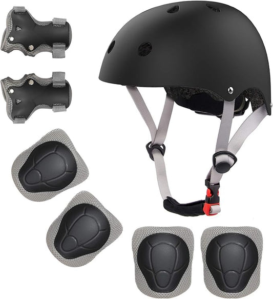 Kids Bike Helmet and Pads Set for Ages 2–14, CPSC Certified Adjustable Helmet with Knee Elbow Wrist Guards, for Skateboard, Scooter, Skating, Rollerblading, Multi-Sport Protective Gear-BubblyBeeBaby