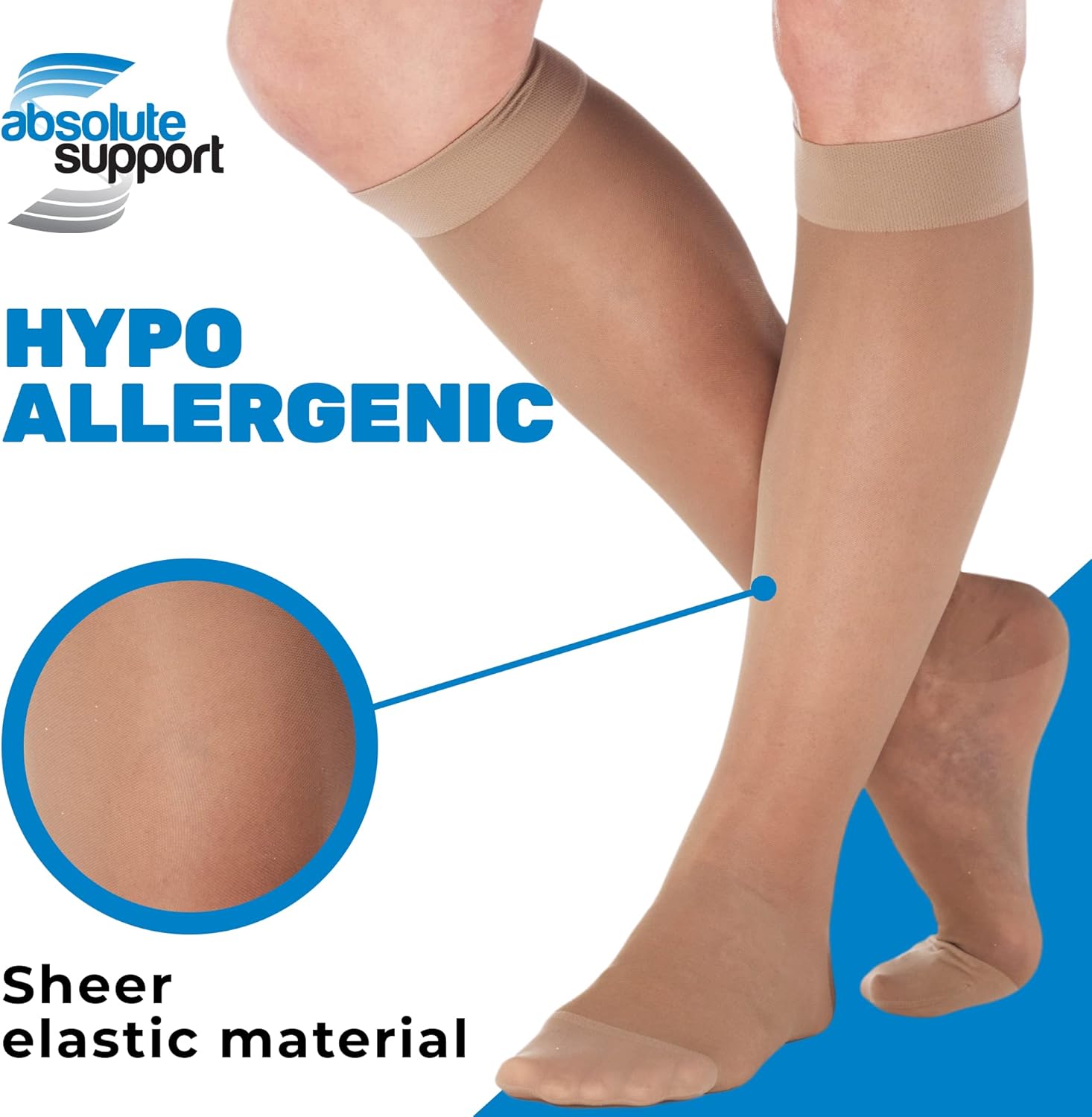 (3 Pairs - Closed Toe) Made in USA - Sheer Compression Socks for Women 15-20mmHg - Compression Stockings for Varicose Veins Circulation, Thrombosis, Embolism - Taupe, Medium - A101T2-3