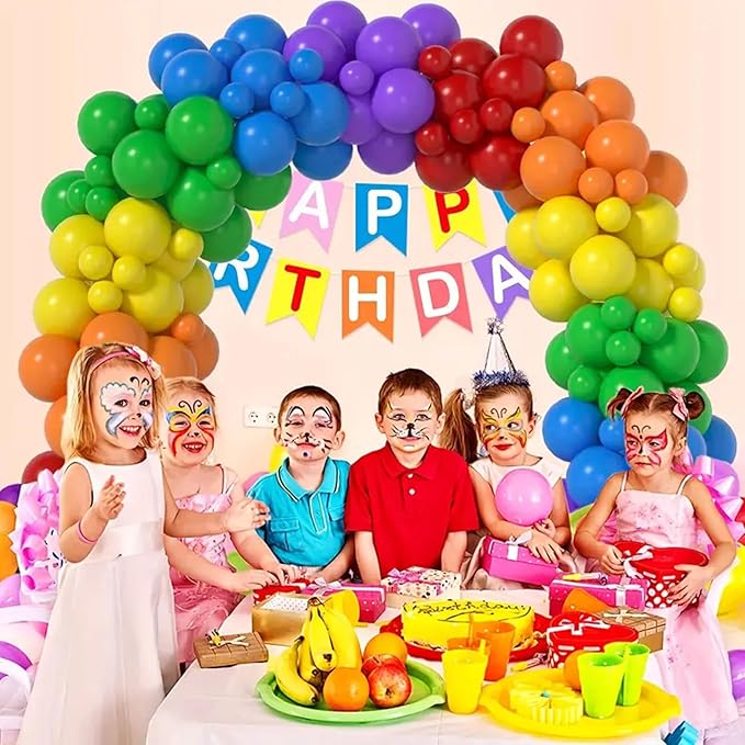 140pcs Rainbow Balloon Arch Kit, Rainbow Balloons of Different Sizes Pack of 18 12 10 5 Inch Party Balloon Kit for Birthday Party or Balloon Arch as Graduation Wedding Baby Shower Party Decorations-BubblyBeeBaby