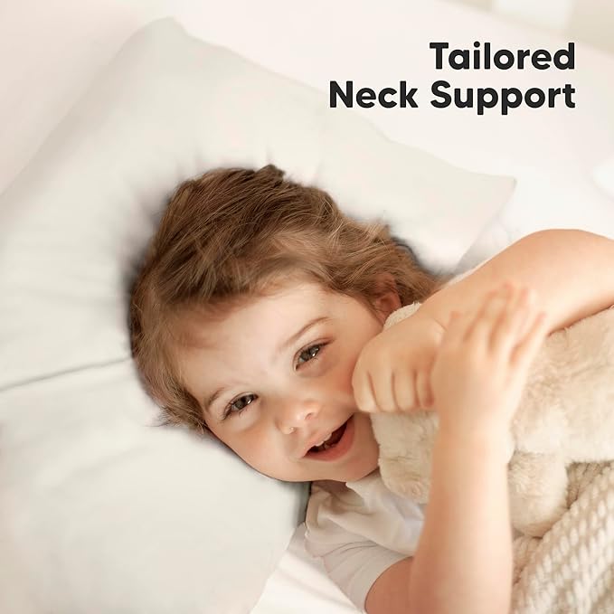 KeaBabies Toddler Pillow with Pillowcase, Jumbo 14X20 - Soft Organic Cotton Toddler Pillows for Sleeping - Machine Washable - Perfect for Travel, Toddler Bed Set (Clay)-BubblyBeeBaby