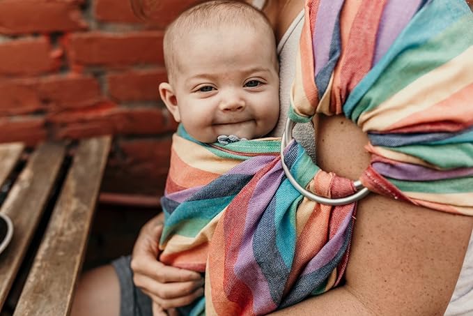 Hip Baby Wrap - 100% Soft Cotton Baby Sling Wrap - Baby Hip Carrier - Nursing Wraps for Breastfeeding, Baby Carrier Sling - Newborn to Toddler Baby Carrying Wrap, Supports 8-35 lbs - Summer Rainbow-BubblyBeeBaby