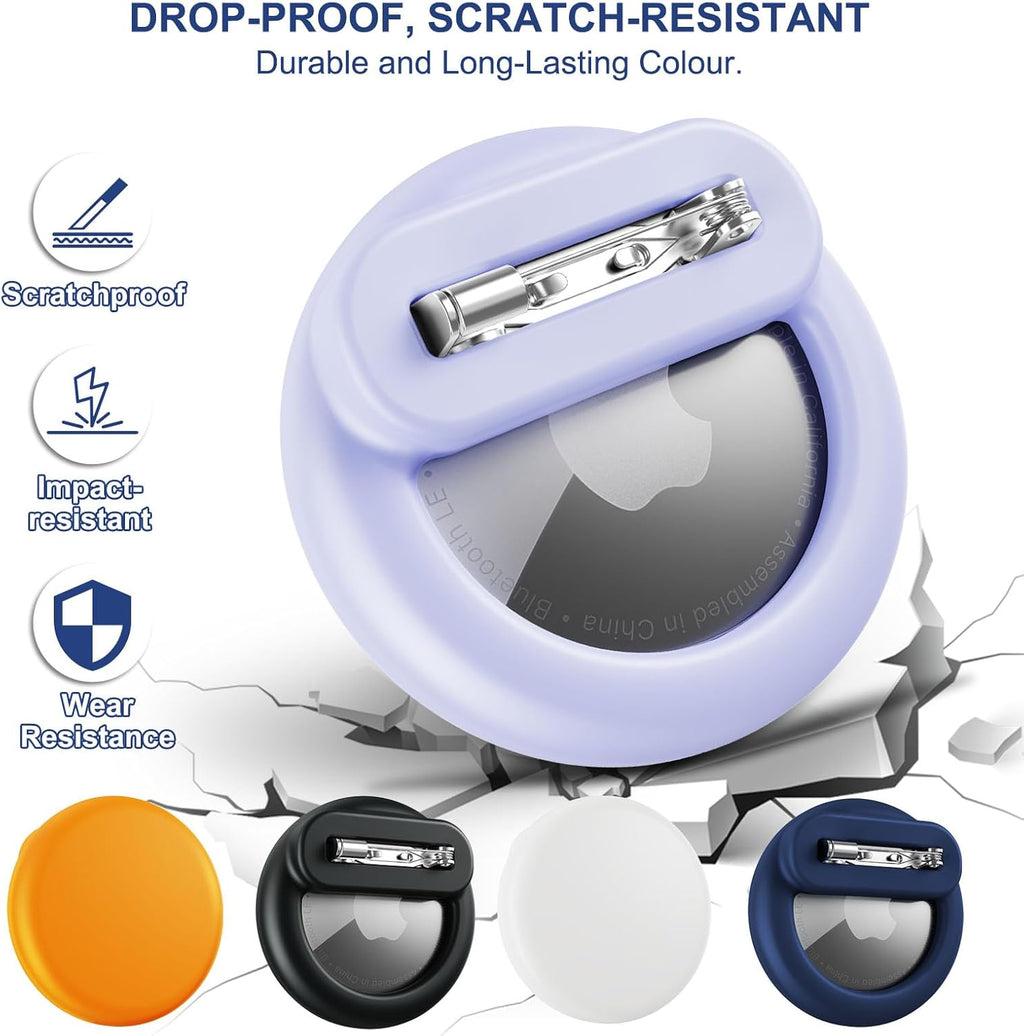 Compatible for Air Tags-4 Pack Apple Kids Hidden, for Airtag Holder for Kid, for AirTag Hidden Kids Holder with Invisible Pin, Anti Lost, for Kid, Elderly,Luggage,Clothing(Black Navyblue Orange White)