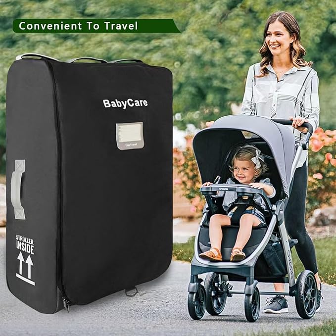 Stroller Travel Bag Compatible with UPPAbaby Vista, Vista V2, Cruz V2,Uppa-baby Bag With Wheels,Dual Handles,Luggage Tag for Airplane Flight Travel-BubblyBeeBaby