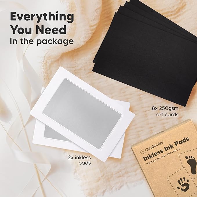 2-Pack Inkless Baby Hand and Footprint Kit - Mess Free Ink Pad for Newborn Keepsake, Dog Nose & Paw Print Kit, Clean Touch Ink Pad for Baby Hand & Footprints, Ideal New Mom Gifts (Silver)-BubblyBeeBaby