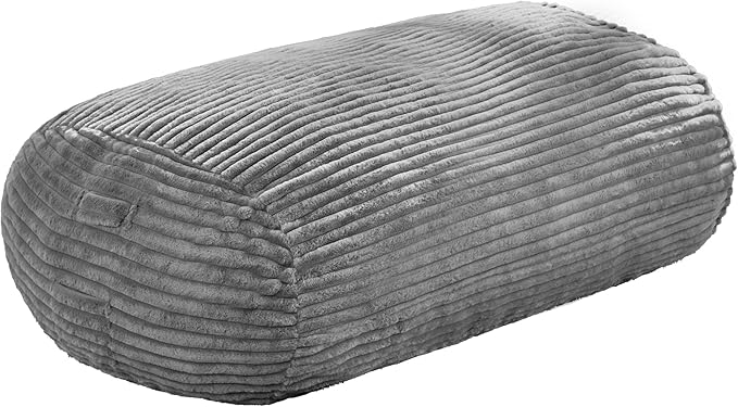 Hobestluk 4FT Bean Bag Chairs Adult Bean Bag with Portable Handle Comfy Large Bean Bag Chair with Removable Cover for Living Room Bedroom or Reading Nook (Stripe Grey, 4FT)-BubblyBeeBaby