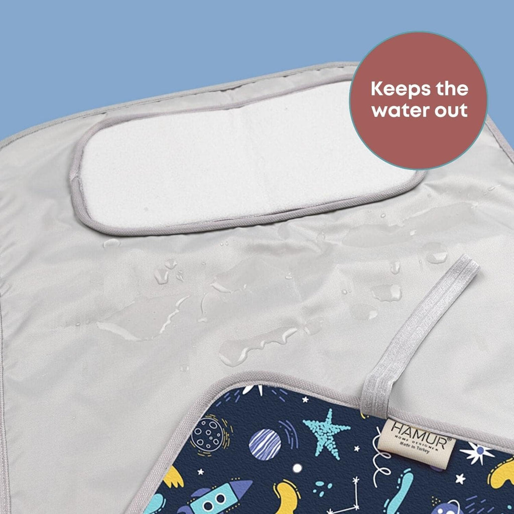 HAMUR HOME Portable Baby Changing Pad – Waterproof, Foldable & Lightweight Travel Mat – Soft & Machine Washable Diaper Changer – Compact & Durable (Space)