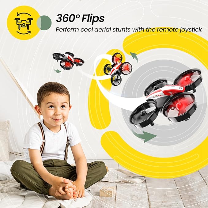 Holy Stone Mini Drone for Kids and Beginners RC Nano Quadcopter Indoor Small Helicopter Plane with Auto Hovering, 3D Flips, Headless Mode and 3 Batteries, Great Gift Toy for Boys and Girls, HS210 Red-BubblyBeeBaby