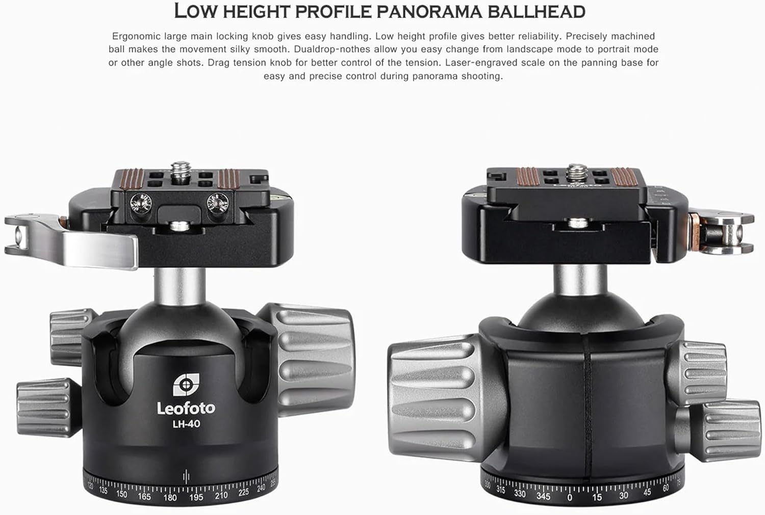 Leofoto Professional Camera Tripod, 63.4" Compact Carbon Fiber Tripod for DSLR Video Camcorder, 3 Leg Sections, 360° Ball Head, Max Load 20KG/44Lb (LS-323CX+LH-40LR)