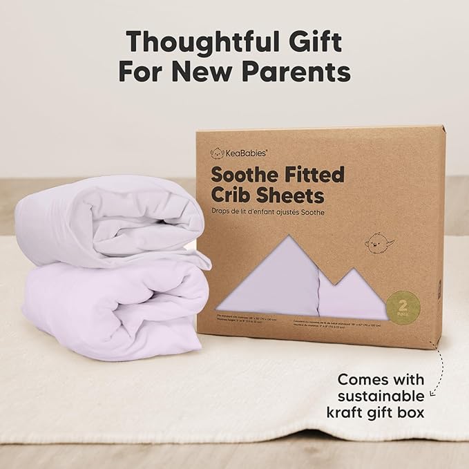 KeaBabies 2-Pack Organic Crib Sheets for Boys, Girls - 52x28 Fitted Crib Mattress Sheet Neutral, Breathable Jersey Cotton Cover for Baby Bed, Toddler Mattress, Soft & Cute Prints (Thistle)-BubblyBeeBaby