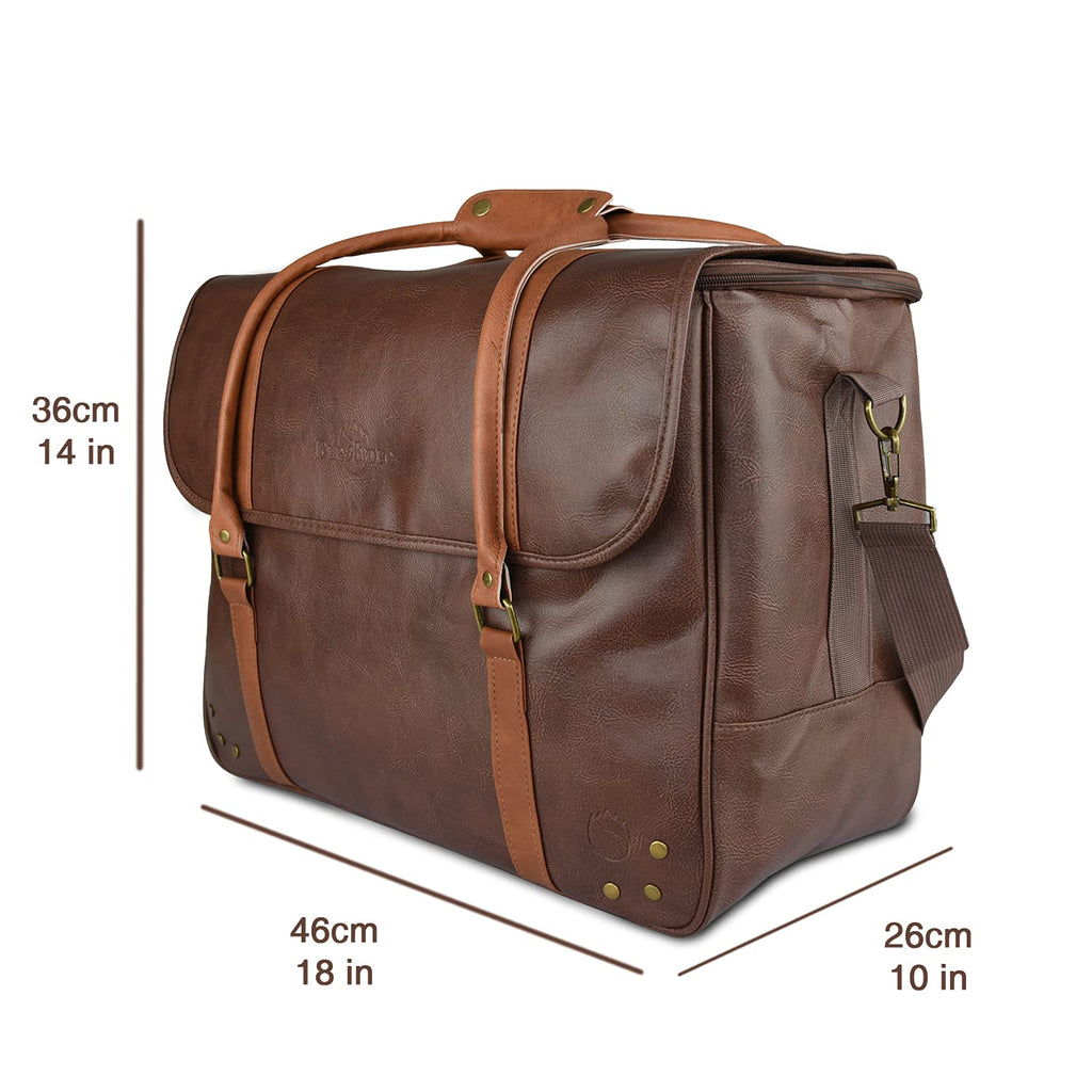 Freshore® 6 Wine Bottles Carrier Leather Bag - Insulated Cooler Travel Tote - Premium Large Portable Bottle Carrying, Waterproof Full Padding Wine Lovers Protection, Dark Brown