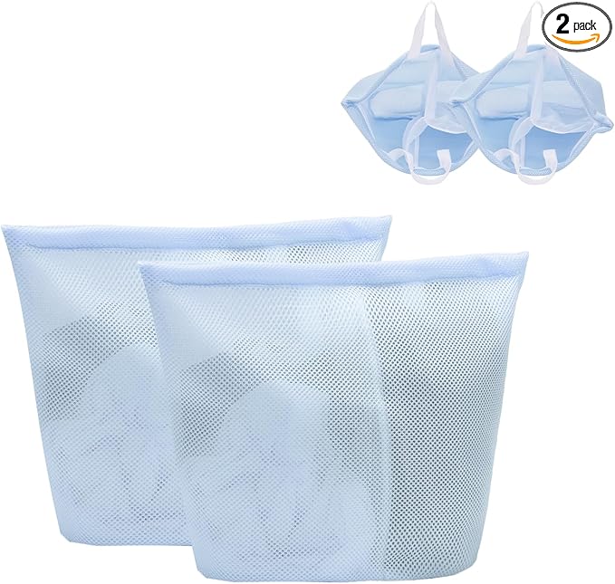 2 Pcs Special Zoning laundry bag for delicates with handles mesh laundry bags washing machine laundry totes travel storage and sorting bag(Blue2)-BubblyBeeBaby