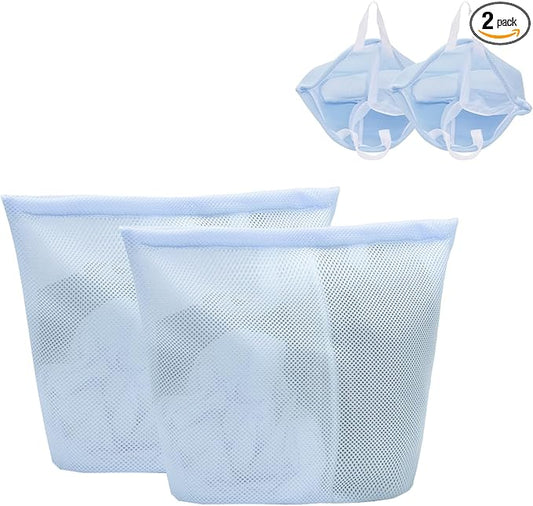 2 Pcs Special Zoning laundry bag for delicates with handles mesh laundry bags washing machine laundry totes travel storage and sorting bag(Blue2)-BubblyBeeBaby