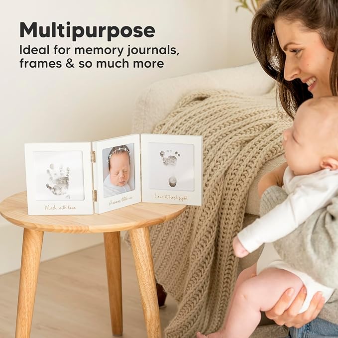 1-Pack Inkless Baby Hand and Footprint Kit - Mess Free Ink Pad for Newborn Keepsake, Dog Nose & Paw Print Kit, Clean Touch Ink Pad for Baby Hand & Footprints, Ideal New Mom Gifts (Jumbo)-BubblyBeeBaby
