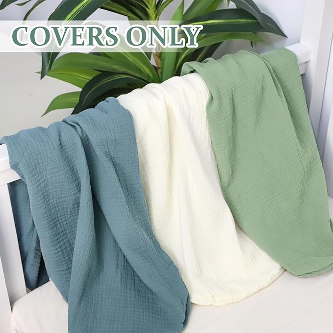 Hooyax Muslin Baby Lounger Cover, 100% Cotton Durable Newborn Lounger Cover, Soft and Breathable Infant Lounger Cover for Boys Girls, Covers Only (Green)-BubblyBeeBaby
