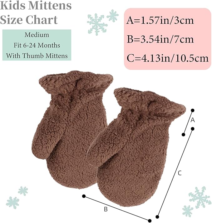 Zsedrut Baby Boys Winter Glove Warm Toddler Infant Girls Mittens Fleece Lined Gloves 1-7 Years-BubblyBeeBaby