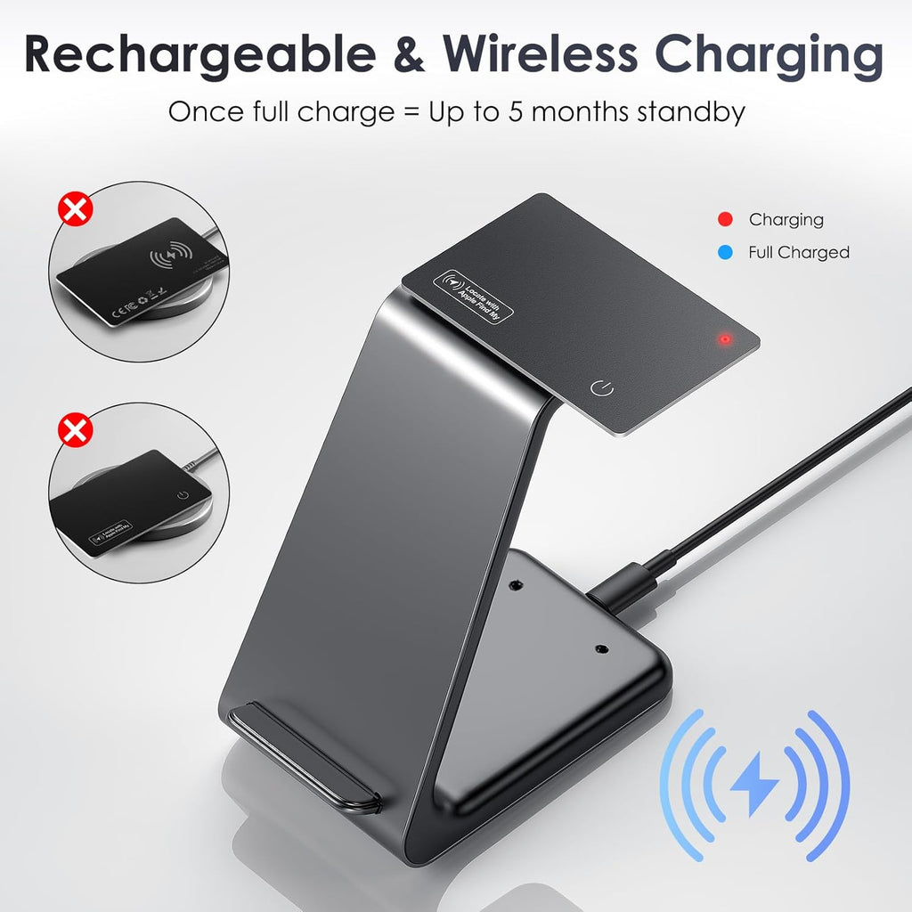 Wallet Tracker Card Air-Tag (iOS Only) - Work with Apple Find My, Bluetooth Tracker Smart Card Wallet Finder, 0.08in Slim, IP68 Waterproof, Item Locator for Luggage Tags, Passports, Purse