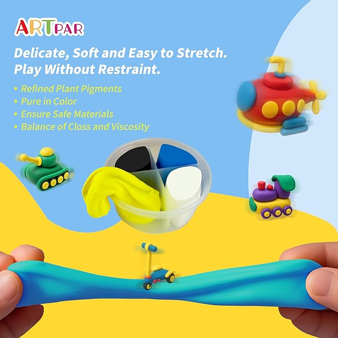 Kids Air Dry Clay Kit,12 Pack Traffic Modeling Magic Clay Sculpting Set | Ultra Light Non-Toxic DIY Art & Crafts School Classroon Projects,Home Party Favors Supplies for Boys Girls Adults-BubblyBeeBaby