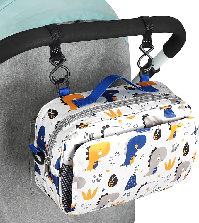 Accmor Stroller Organizer, Universal Stroller Organizer with Insulated Cup Holder Pocket, Dual Purpose Large Capacity Stroller Bag Caddy, Stroller Accessories Fits for Uppababy, Doona, Nuna Strollers-BubblyBeeBaby