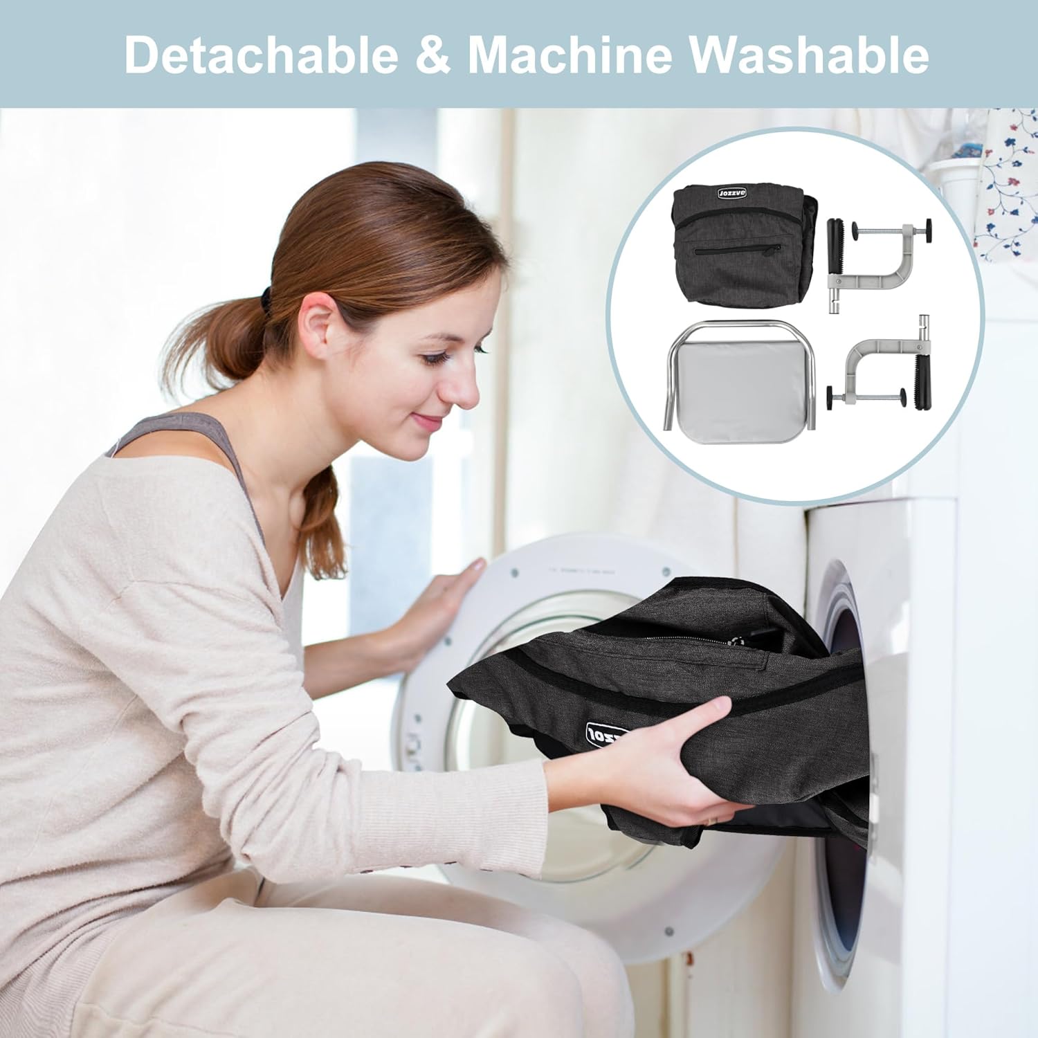 Hook On High Chair, Jozzve Baby High Chair, Portable High Chair for Travel, Foldable Fast Table Chair with Storage Bag, Baby Feeding Seat Clip On High Chair for Home and Travel (Bright Blue)