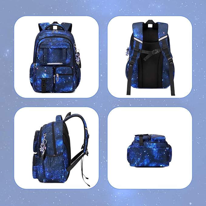 Kids Backpack for Girls Boys School Bags for Middle School Students Book Bag for Elementary Primary Kawaii Ita Backpack, Galaxy Astronaut-BubblyBeeBaby