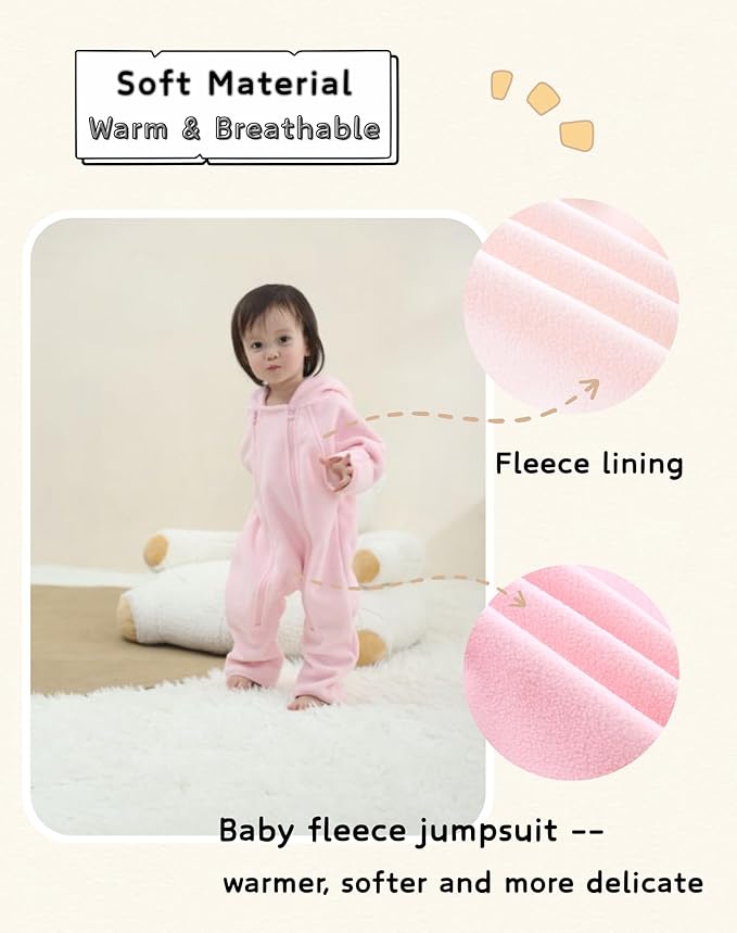 Newborn Baby Fleece Jumpsuit Girls Boys Winter Hooded Coverall Romper Cute Baby Snowsuit Clothes-BubblyBeeBaby