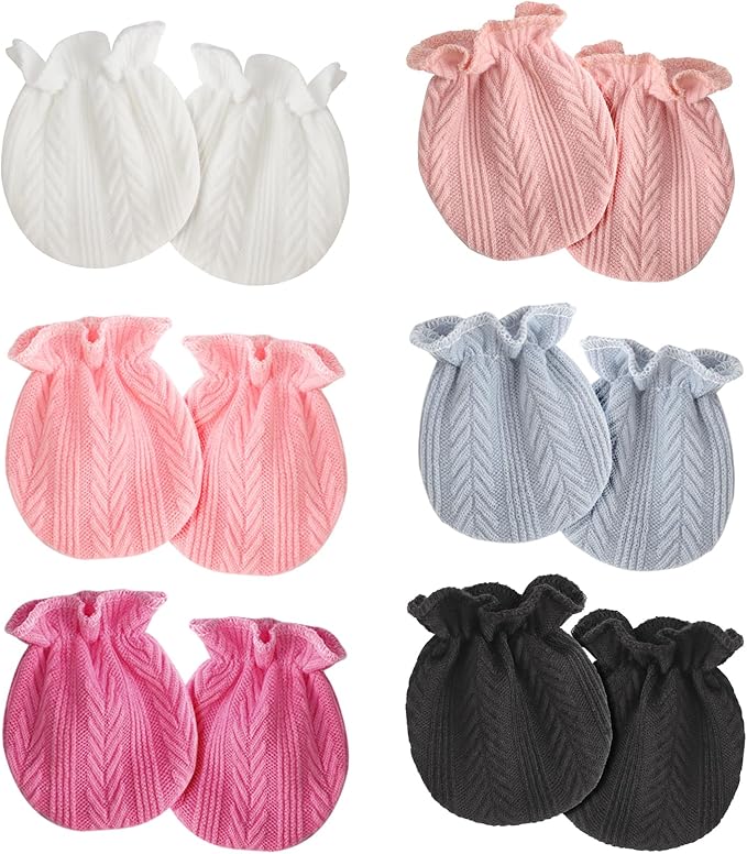 Newborn Baby Mittens No Scratch Cotton Elastic Wrist Gloves Infant Toddler Mittens for Baby Boy Girl 0-6 Months-BubblyBeeBaby