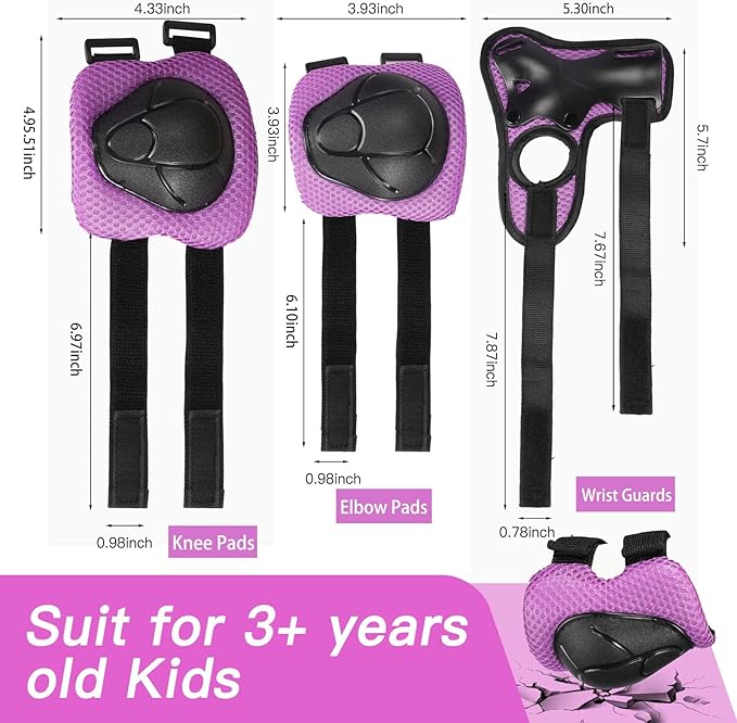 Kids Bike Helmet Set Adjustable Helmet for Ages 3-15 Kids Toddler Boys Girls Youth, Multi-Sport Bicycle Skateboarding Football Rollerskating Scooter Rollerblade Balance Bike Helmets-BubblyBeeBaby