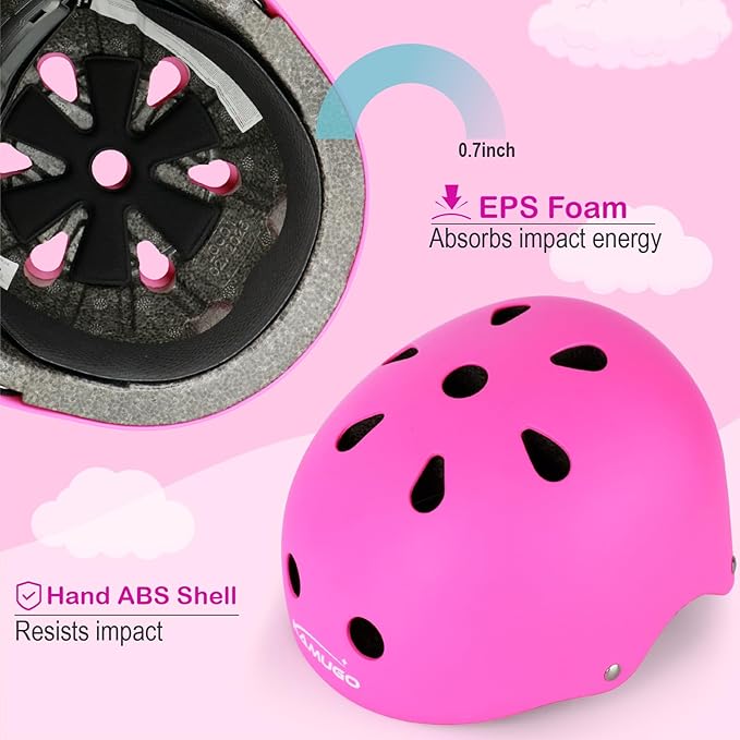 KAMUGO Kids Bike Helmet, Toddler Helmet for Ages 2-8 Boys Girls with Sports Protective Gear Set Knee Elbow Wrist Pads for Skateboard Cycling Scooter Rollerblading-BubblyBeeBaby