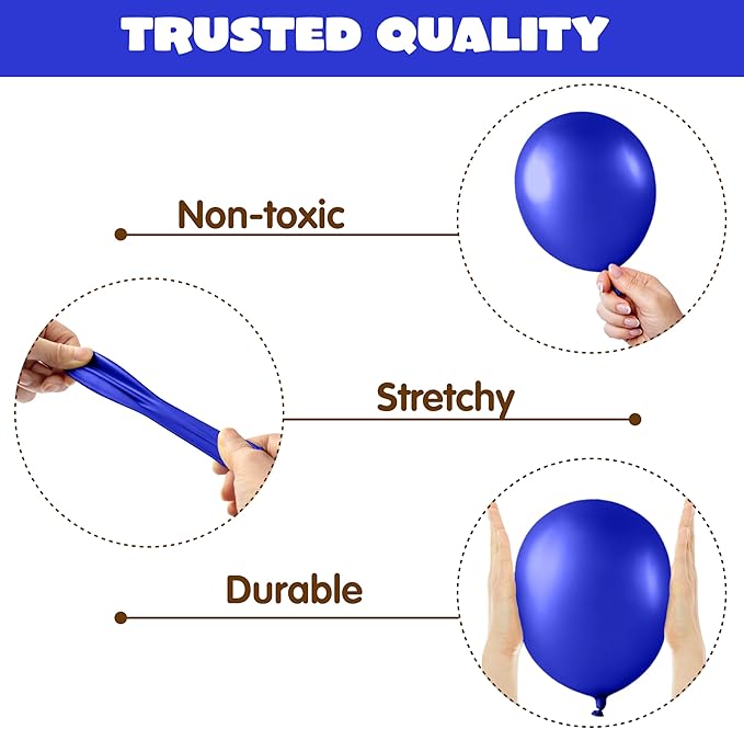 JOYIN 150 Pcs Royal Blue Balloons, Different Sizes 18 12 10 5 Inch Royal Blue Latex Balloon Arch Kit with Instruction for Birthday Party Graduation Wedding Holiday Decoration-BubblyBeeBaby