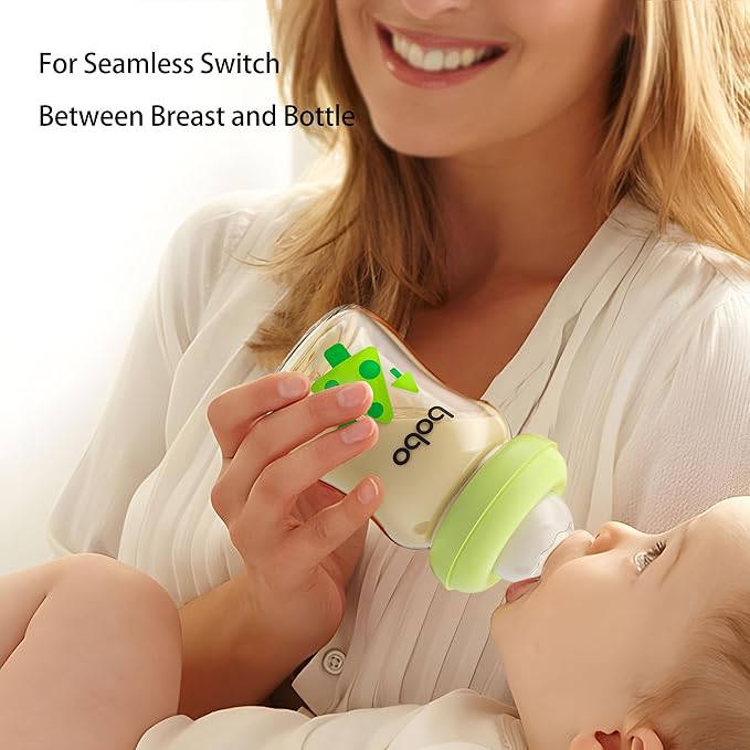 YOHKOH PPSU Baby Bottle Wide Neck, Newborn Anti-Colic Baby Bottle with Natural Response Nipple, Streamlined Body, Easy to Clean (5.4oz (Pack of 2), Green)-BubblyBeeBaby