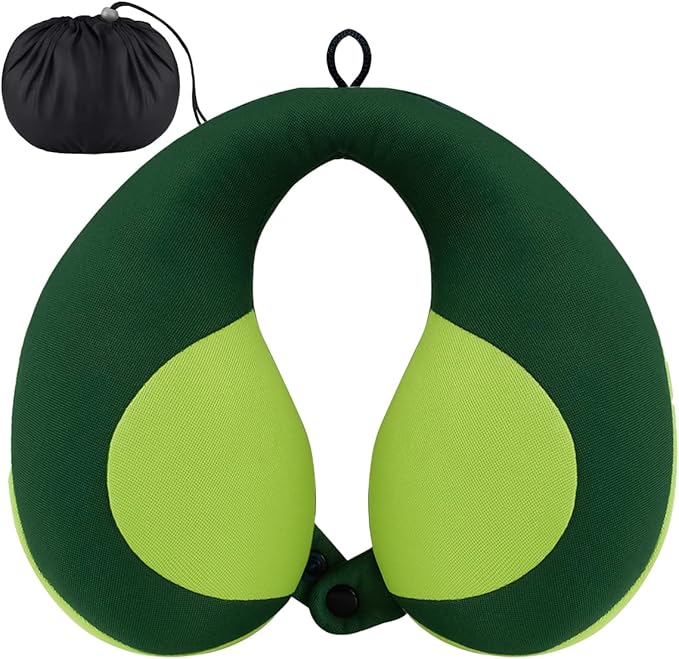 INFANZIA Kids Chin Supporting Travel Neck Pillow, Helps Support Head and Neck, Comfortably Designed for Head, Neck, and Chin Support - Gifts for Toddler/Child/Kids, Green-BubblyBeeBaby
