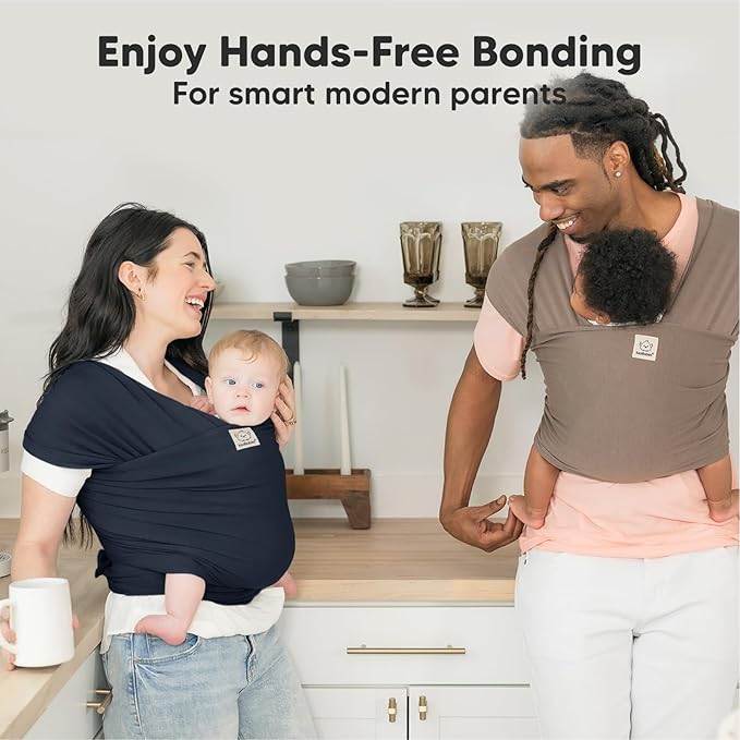 KeaBabies Baby Wrap Carrier - All in 1 Original Baby Carrier Newborn to Toddler Sling, Easy to Wear, Hands Free Bonding, Lightweight, Breathable Infant Wraps (Midnight)-BubblyBeeBaby