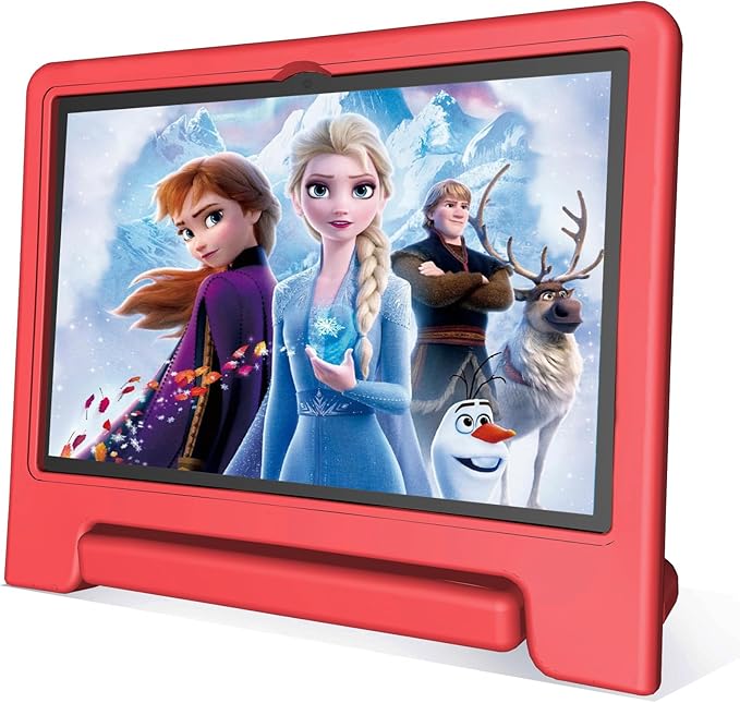 JREN Tablet for Kids｜10 Inch Kids Tablet Android 14｜Octa-core｜64GB｜WiFi ｜Bluetooth｜Parental Control｜Children Content｜Children Toddler Red-BubblyBeeBaby