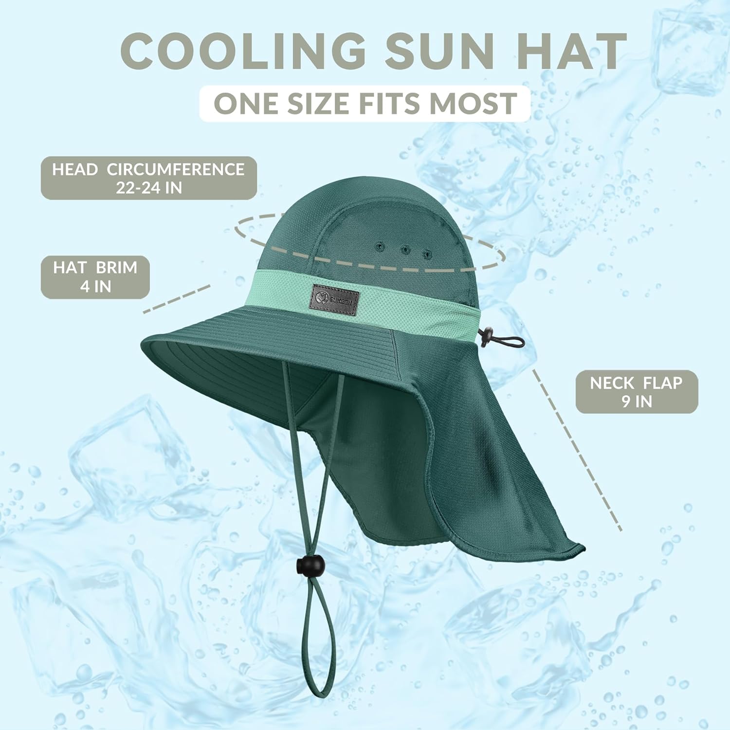 Sukeen Cooling Sun Hat for Men Women UPF50+ Wide Brim Fishing Hat with Neck Flap Adjustable Foldable Bucket Hat for Hiking