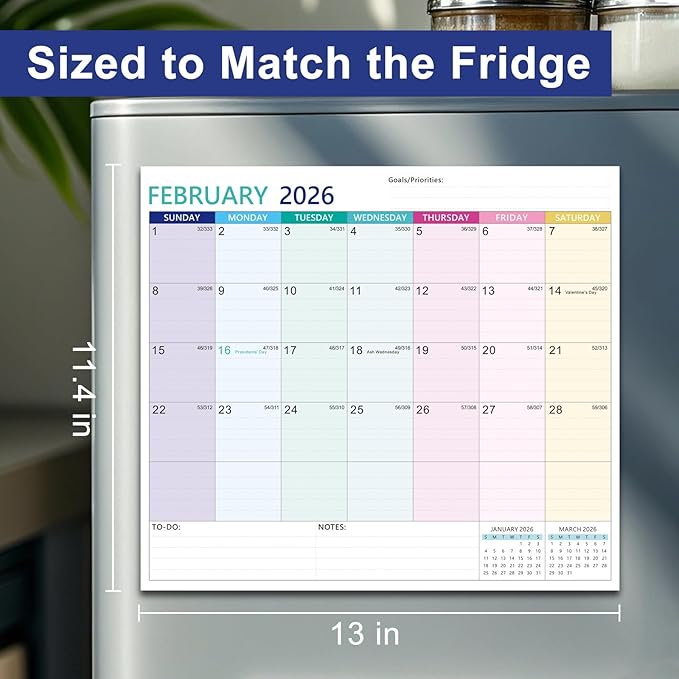 2025-2027 Magnetic Fridge Calendar 21 Monthly Magnetic Calendar for Refrigerator Planner Runs from October 2025 Until June 2027 Easy Organizing Markers Tearable (Multicolor)-BubblyBeeBaby