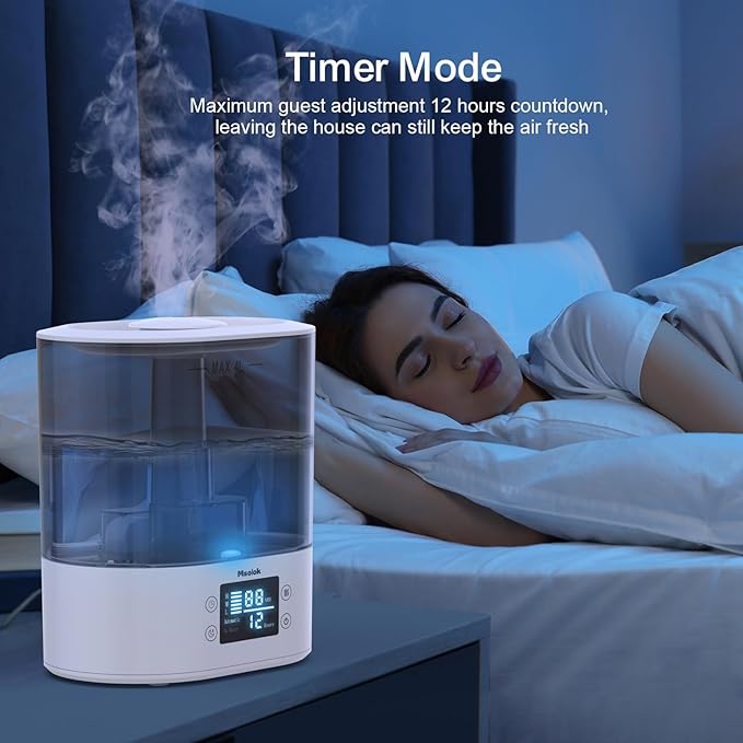 Humidifiers for Bedroom and Home & Baby - 4L Cool Mist Air Humidifiers for Plants, 26db Quiet Top Fill Air Humidifier Lasts Up to 40 Hours, Auto Shut-Off, Super Easy to Fill and Clean-BubblyBeeBaby