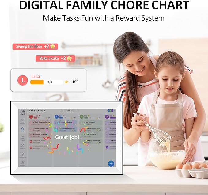 15.6" Digital Calendar Wall Planner,Touchscreen Interactive Display for Family Schedules, Achievement Rewards, Meal Planning,Digital Picture Frame, FHD 1080p Wall-Mountable Home Hub-BubblyBeeBaby