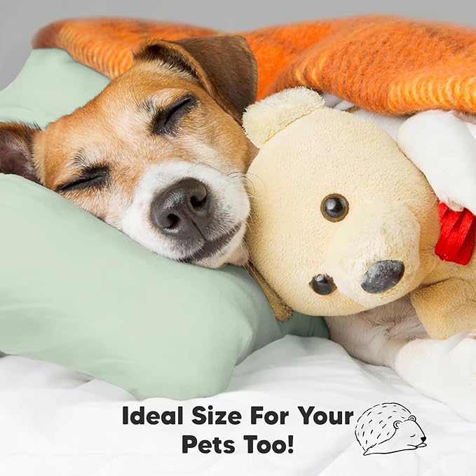 KeaBabies Toddler Pillow with Pillowcase, Jumbo 14X20 - Soft Organic Cotton Toddler Pillows for Sleeping - Machine Washable - Perfect for Travel, Toddler Bed Set (Sage)-BubblyBeeBaby