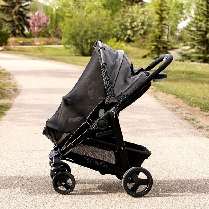 Stroller Sun Shade - Universal UV Protection Cover for Strollers Sunshade with See Through, Clip-On Sun Blocker, Sun Shield for Baby, Breathable Adjustable Fit, Full Coverage, X-Large-BubblyBeeBaby